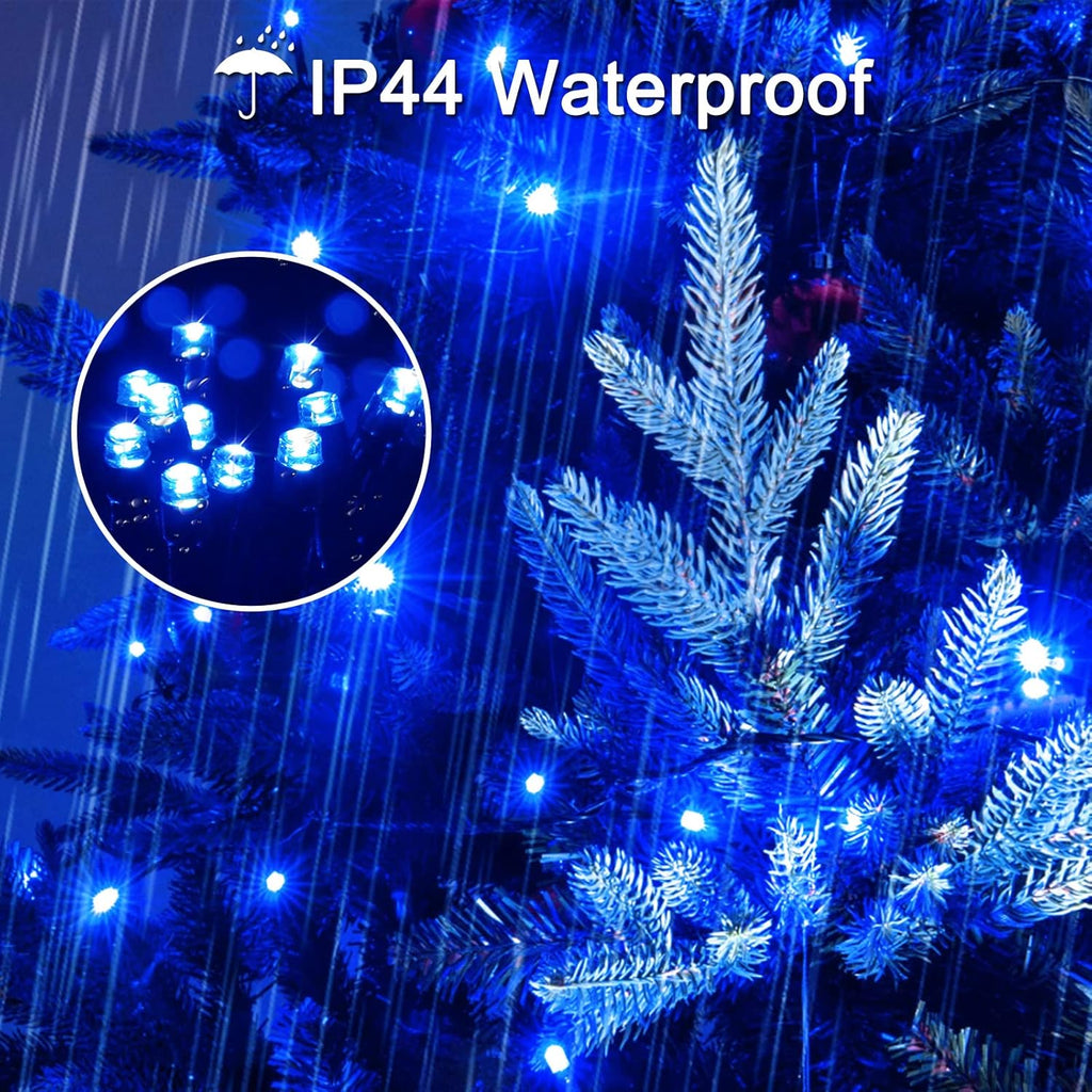 200 LED Blue Christmas Lights Outdoor, Expandable 66Ft Christmas String Lights Green Wire, 8 Modes Twinkle Xmas Tree Light Plug in for Party Indoor Ceiling Beroom Patio Fence Yard Decor