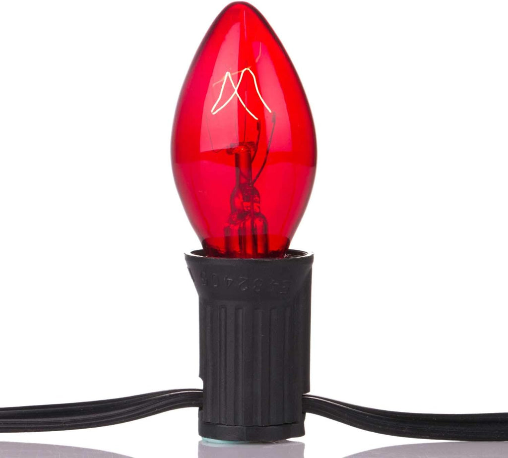 50-Pack C7 Christmas Replacement Bulbs, C7 Clear Incandescent Bulbs for Christmas Light Strings, E12 Candelabra Base, 5 Watt, Multi-Color