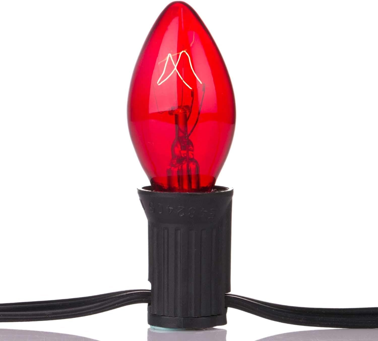 50-Pack C7 Christmas Replacement Bulbs, C7 Clear Incandescent Bulbs for Christmas Light Strings, E12 Candelabra Base, 5 Watt, Multi-Color