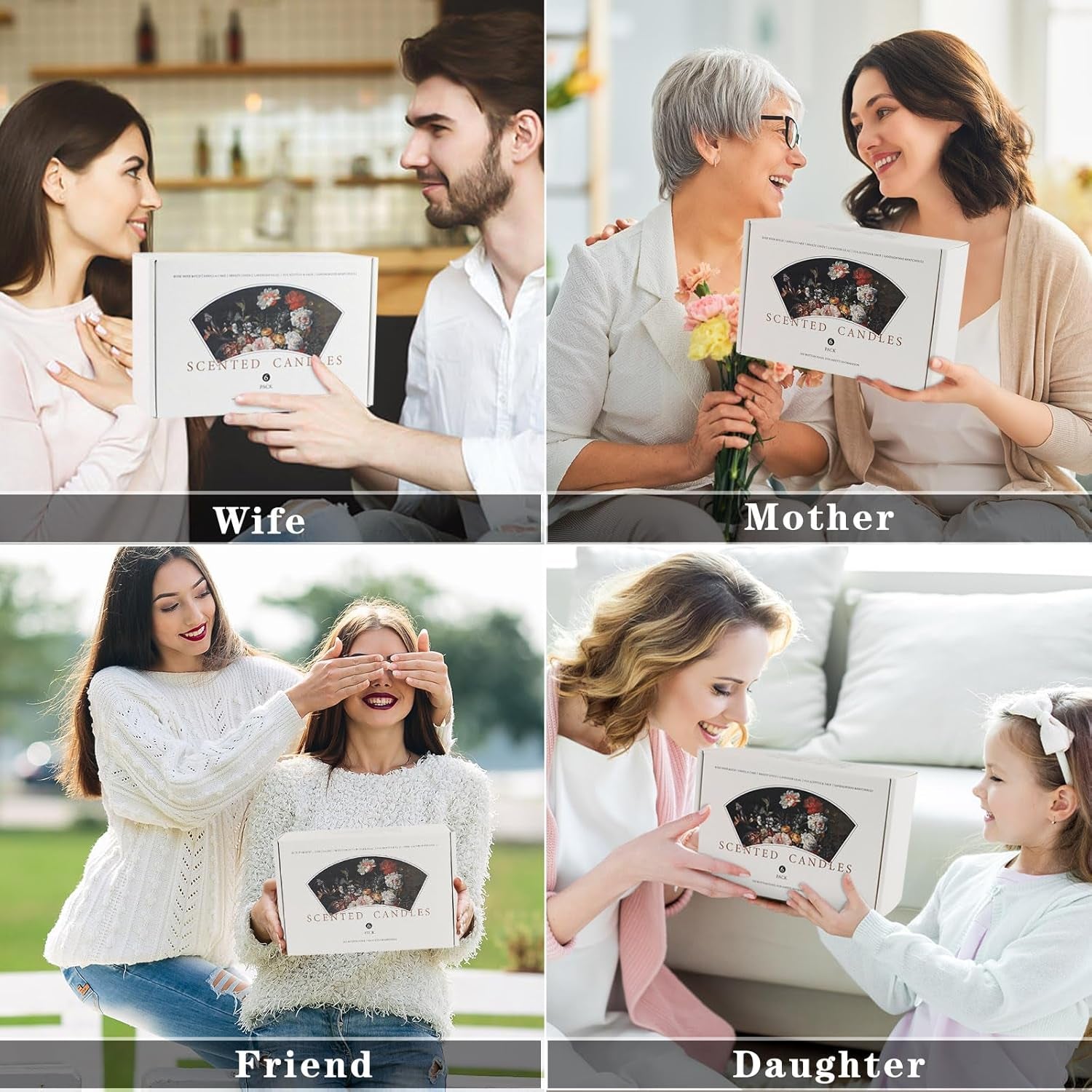 6 Pack Scented Candles for Home, Aromatherapy Gift Set for Women, Natural Soy Wax Jar, 33 Oz 240 Hour Long Lasting, Birthday and Valentine'S Day Gift, Flax Gray